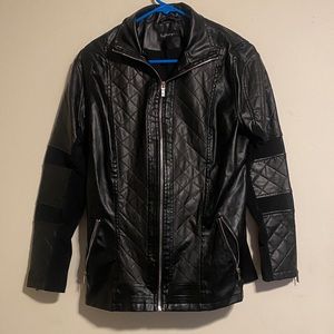 Buff bunny faux leather jacket with mesh and zippers